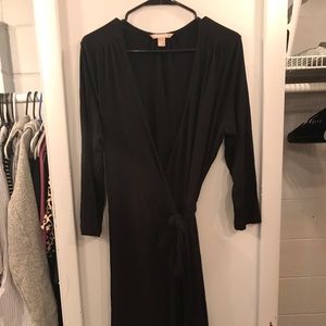Banana Republic Black Cotton True Wrap Dress Sz L
